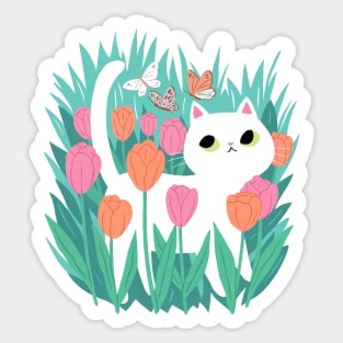 White Cat Sticker